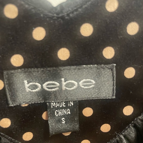 bebe Black and White in Floral Blouse with Polka Dot Trim - Picture 2 of 7